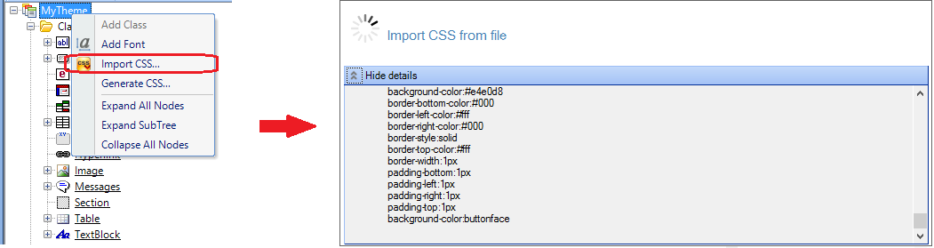 Import CSS Option