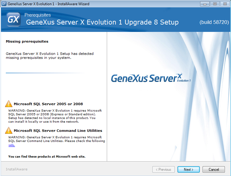 GeneXusServerEv1SQL2012Warning